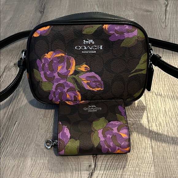 Coach Mini Jamie Floral Crossbody & Wallet - Picture 1 of 8